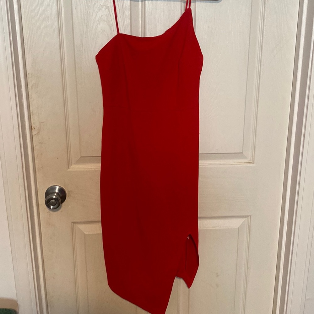 Red midi dress